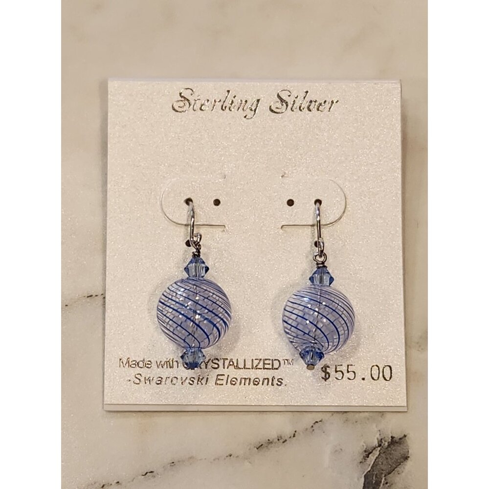 Sterling Silver Earrings With Crystalized Swarovski Elements Blue